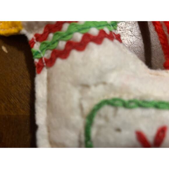 Vintage Embroidered Plush Dove Bird Christmas Tree Ornament 4" READ - Picture 3 of 3